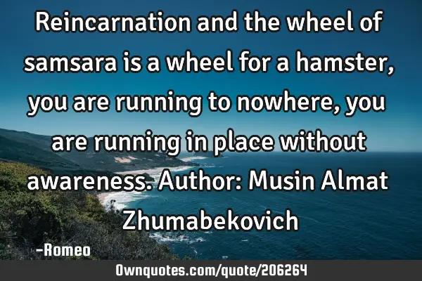 Reincarnation and the wheel of samsara is a wheel for a hamster, you are running to nowhere, you