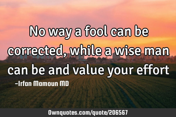 No way a fool can be corrected, while a wise man can be and value your