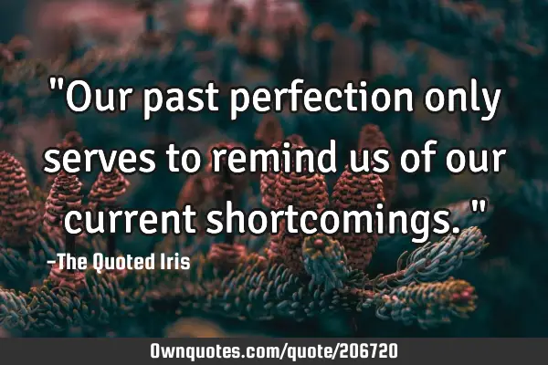 "Our past perfection only serves to remind us of our current shortcomings."