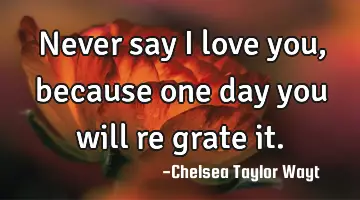 never say I love you, because one day you will re grate