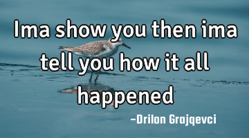 Ima show you then ima tell you how it all happened