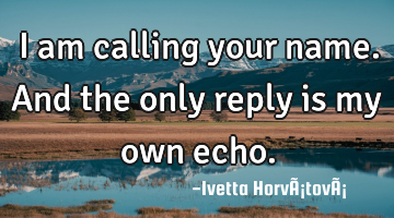 I am calling your name. And the only reply is my own echo.