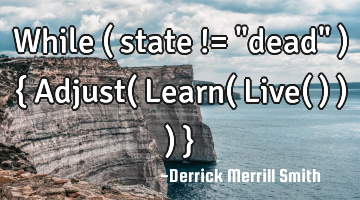 While ( state != "dead" ) { Adjust( Learn( Live( ) ) ) }