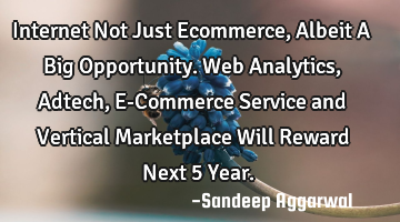 Internet Not Just Ecommerce, Albeit A Big Opportunity. Web Analytics, Adtech, E-Commerce Service