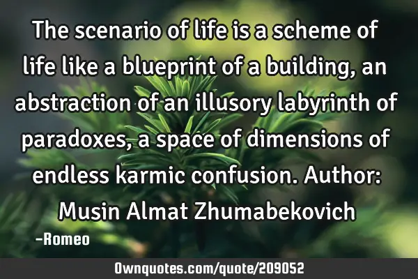 The scenario of life is a scheme of life like a blueprint of a building, an abstraction of an