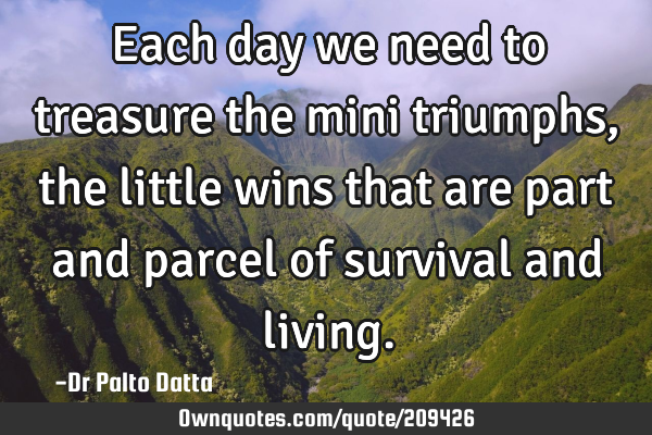 Each day we need to treasure the mini triumphs, the little wins that are part and parcel of