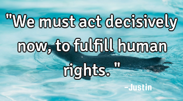 "We must act decisively now, to fulfill human rights."