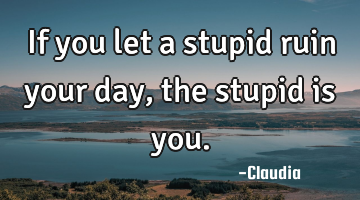 If you let a stupid ruin your day, the stupid is you.