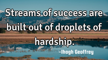 Streams of success are built out of droplets of hardship.