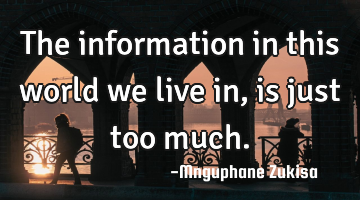 The information in this world we live in, is just too much.