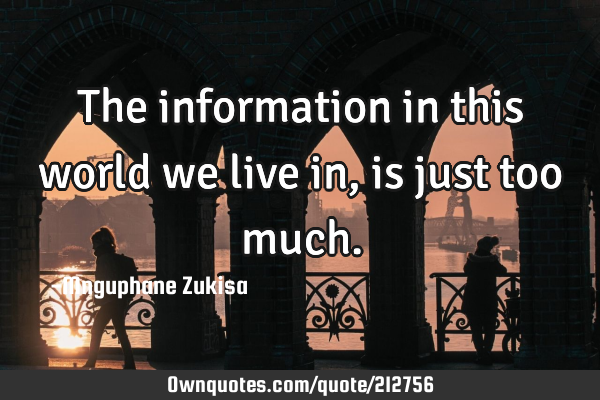 The information in this world we live in, is just too