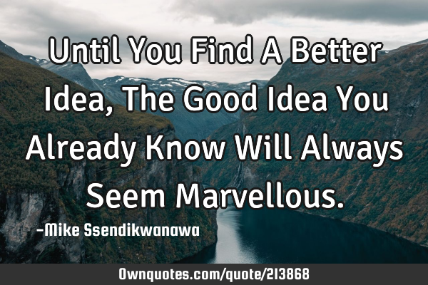 Until You Find A Better Idea, The Good Idea You Already Know Will Always Seem M