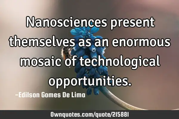 Nanosciences present themselves as an enormous mosaic of technological