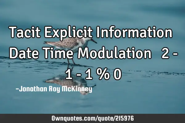 Tacit Explicit Information ∆ Date Time Modulation ∆ 2 - 1 - 1 % 0