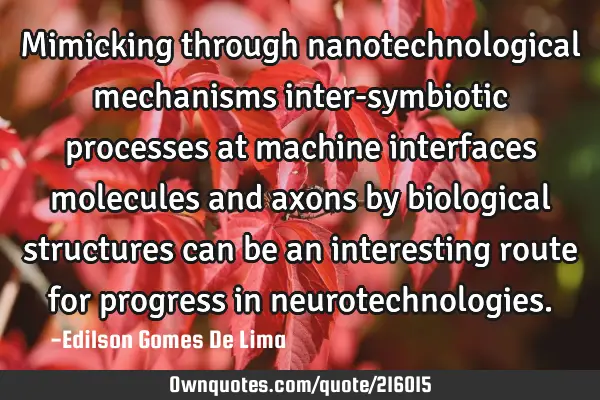 Mimicking through nanotechnological mechanisms inter-symbiotic processes at machine interfaces