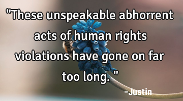 "These unspeakable abhorrent acts of human rights violations have gone on far too long."