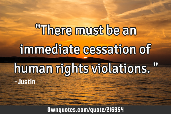 "There must be an immediate cessation of human rights violations."