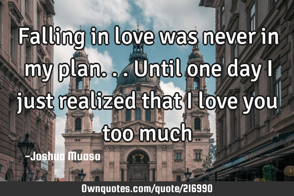 Falling in love was never in my plan...Until one day i just realized that i love you too