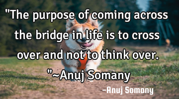 "The purpose of coming across the bridge in life is to cross over and not to think over."~Anuj S