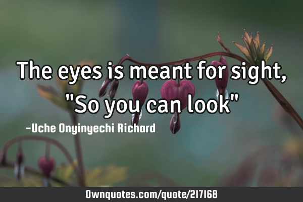 The eyes is meant for sight, "So you can look"
