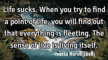 Life sucks. When you try to find a point of life, you will find out that everything is fleeting. T