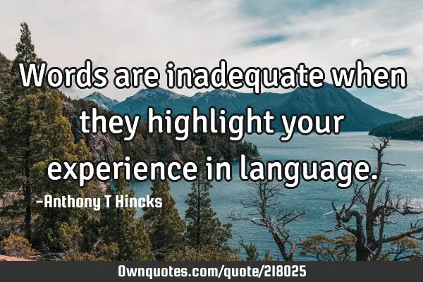 Words Are Inadequate When They Highlight Your Experience In Ownquotes Com