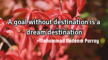 A goal without destination is a dream destination
