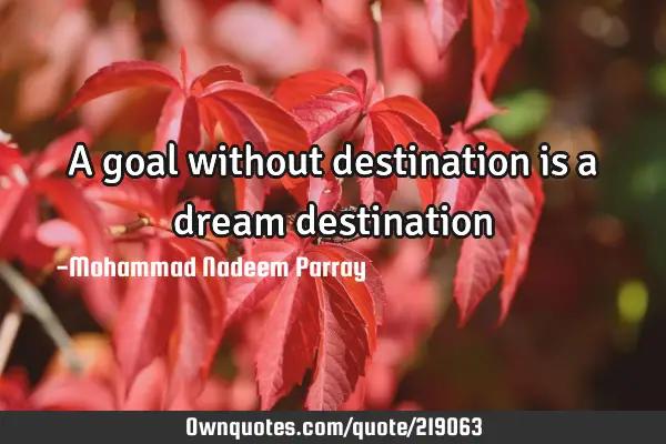 A goal without destination is a dream