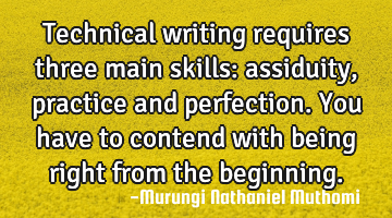 Technical writing requires three main skills: assiduity, practice and perfection. You have to