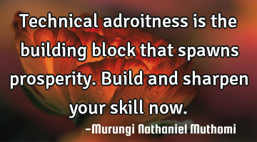 Technical adroitness is the building block that spawns prosperity. Build and sharpen your skill now.
