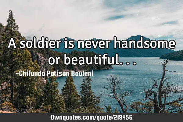 A soldier is never handsome or
