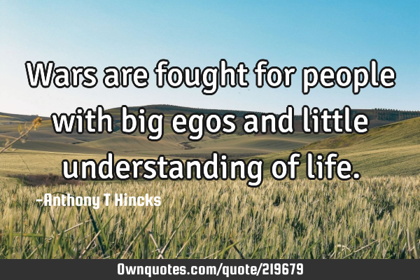 Wars are fought for people with big egos and little understanding of