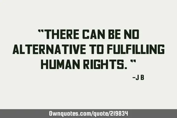 "There can be no alternative to fulfilling human rights."