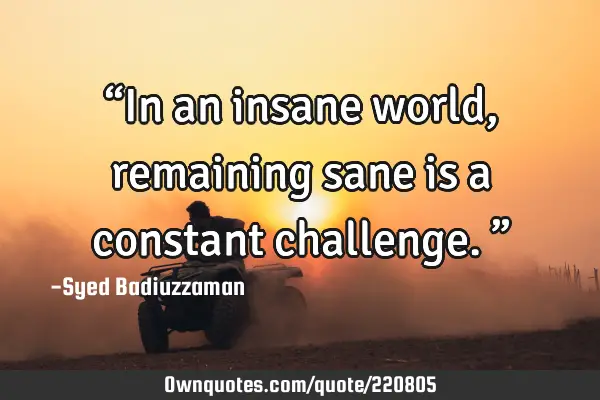 “In an insane world, remaining sane is a constant challenge.”