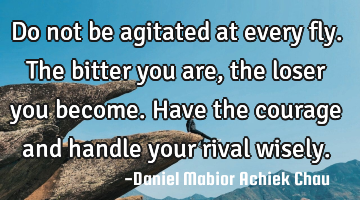 Do not be agitated at every fly. The bitter you are, the loser you become. Have the courage and