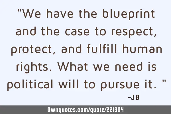 "We have the blueprint and the case to respect, protect, and fulfill human rights. What we need is