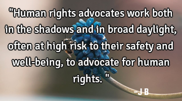 "Human rights advocates work both in the shadows and in broad daylight, often at high risk to their