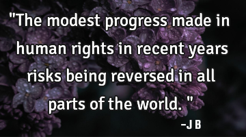"The modest progress made in human rights in recent years risks being reversed in all parts of the
