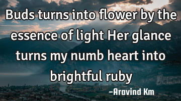 Buds turns into flower by the essence of light Her glance turns my numb heart into brightful ruby