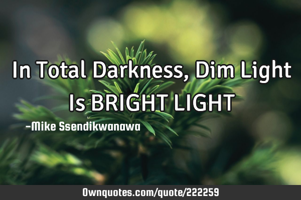 In Total Darkness, Dim Light Is BRIGHT LIGHT