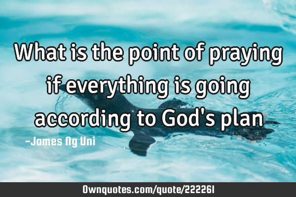 What is the point of praying if everything is going according to God