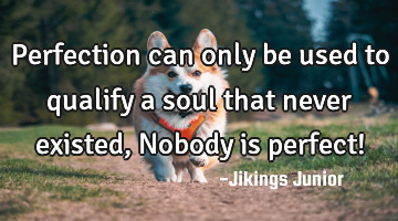 Perfection can only be used to qualify a soul that never existed, Nobody is perfect!