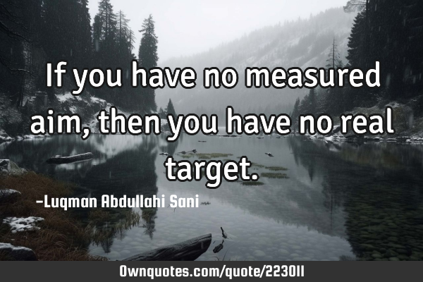 If you have no measured aim, then you have no real