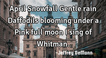 April Snowfall
Gentle rain
Daffodils blooming
under a Pink full moon
I sing of Whitman.