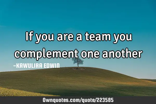 If you are a team you complement one