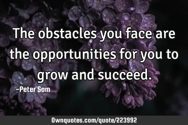 The obstacles you face are the opportunities for you to grow and