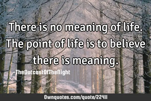 There is no meaning of life. The point of life is to believe there is