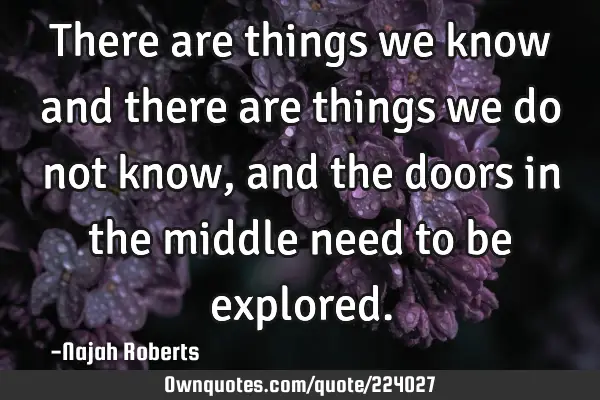 There are things we know and there are things we do not know, and the doors in the middle need to