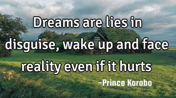 Dreams are lies in disguise, wake up and face reality even if it hurts