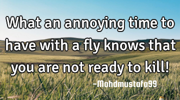 What an annoying time to have with a fly knows that you are not ready to kill!